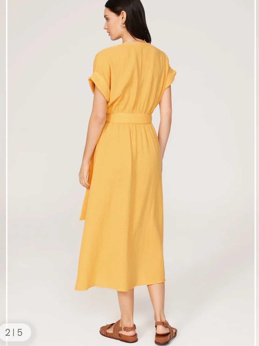 Marine Layer yellow Valencia wrap dress M - Picture 6 of 12